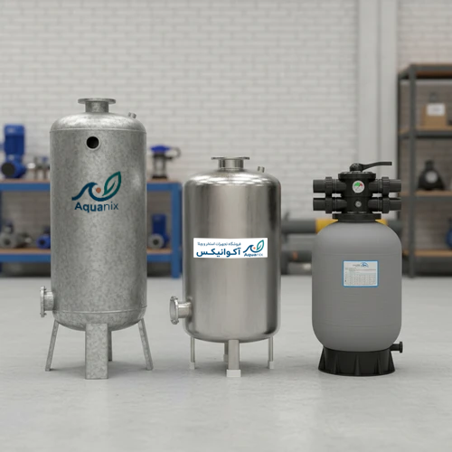 مقایسه فیلتر شنی استیل، گالوانیزه و فایبرگلس - راهنمای کامل انتخاب فیلتر مناسب برای استخر با محصولات آکوانیکس